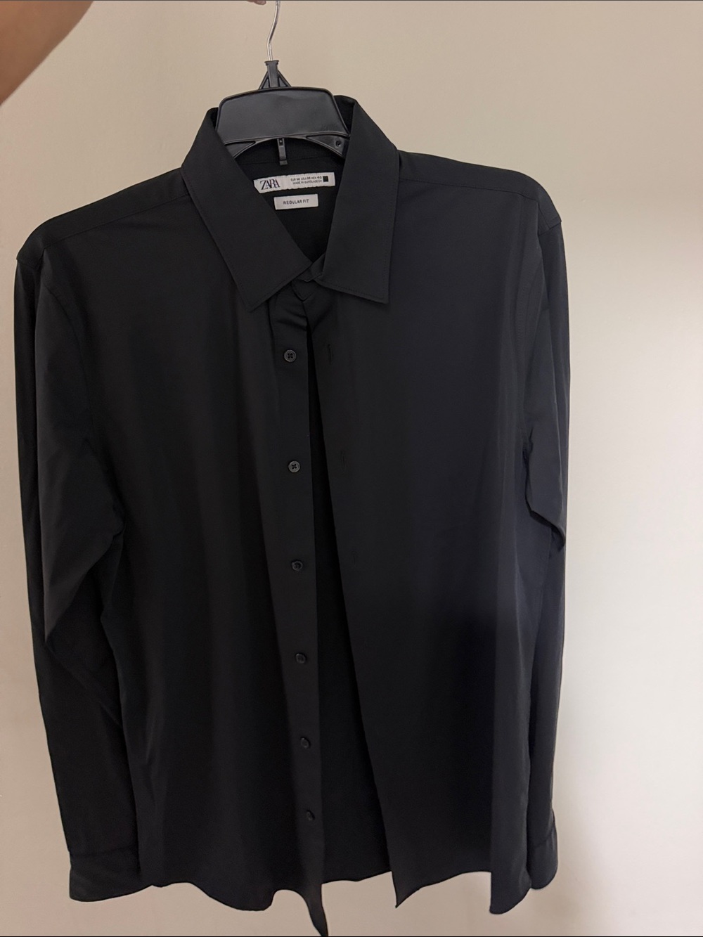 Zara Black Long-Sleeve Dress Shirt